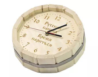 Часы "Бочка" с гравировкой ЛЮКС, D-300 ЛИПА, (ЧЛ-20)