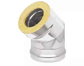 Сэндвич-колено Нерж+Нерж (AISI 304 0,8мм/0,5мм) 45* 2 секции (115х200)