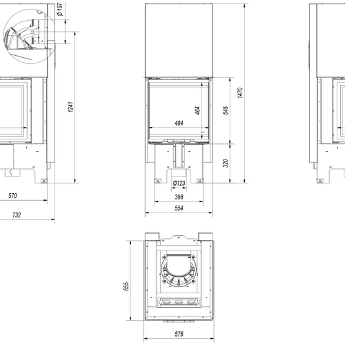 Каминная топка стальная NBC/500/500 (NBC 8) (гильотина) (8 кВт)-5