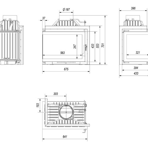 Каминная топка SIMPLE/M/S/L/BS (угловое стекло слева) (SMART)-5