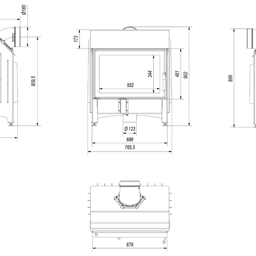 Каминная топка стальная ZIBI/PF (12 кВт)-6