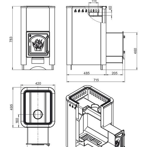 Печь ВЕЗУВИЙ Русичъ Антрацит 28 (ДТ-4)-4