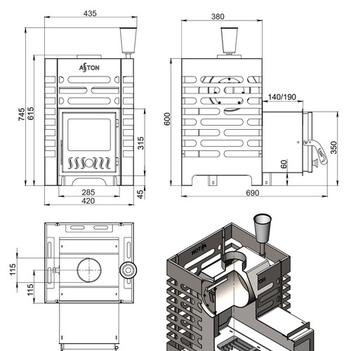 Печь для бани ASTON 12 стекло-6