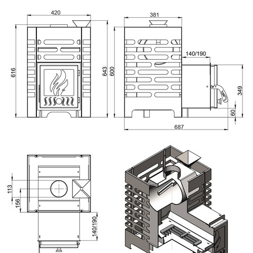 Печь для бани ASTON 12 стекло-3