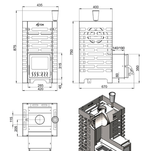 Печь для бани ASTON 16 стекло-6