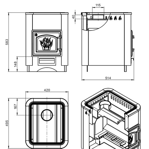 Печь ВЕЗУВИЙ Русичъ Антрацит 12 (ДТ-3) б/в-4