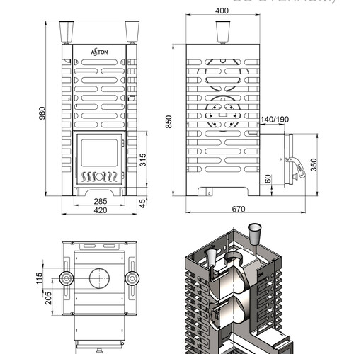 Печь для бани ASTON 20 INOX стекло-5