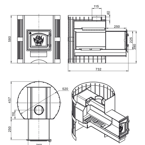 Печь ВЕЗУВИЙ Скиф Стандарт 12 (ДТ-3)-4
