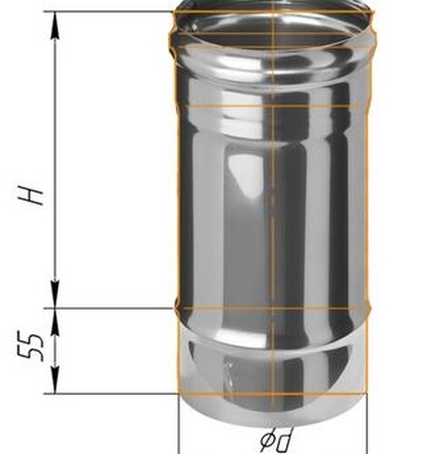 Дымоход Феррум нержавеющий (430/0,5 мм) ф80 L=0,25м-1