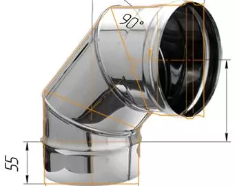Колено Феррум угол 90° нержавеющее (430/0,8мм) ф150 с ревизией черный
