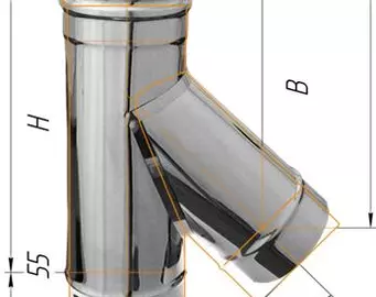 Тройник Феррум угол 135°, нержавеющий (430/0,5мм), ф200, по воде