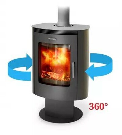 Печь-камин ТМФ Визиера черная бронза поворотная 360°-1