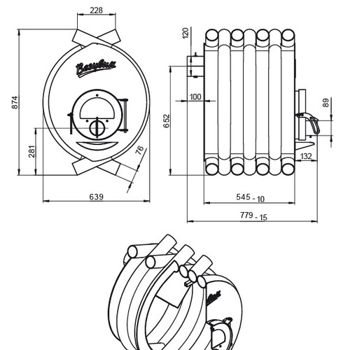 Печь отопительная ВЕЗУВИЙ АОГТ 01 С (Ø120мм)-2