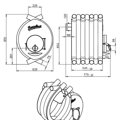 Печь отопительная ВЕЗУВИЙ АОГТ 01 (Ø120мм)-2