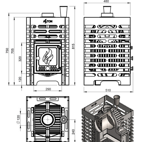 Печь для бани ASTON «Шторм» Small  б/в (ДТ-4)-10