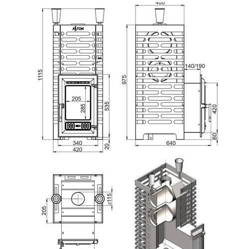 Печь для бани ASTON 24 INOX(350)-8