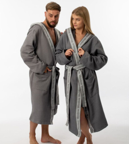 Халат Woodson вафельный с планкой р.50 gray-1