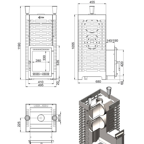 Печь для бани ASTON 30 INOX-3