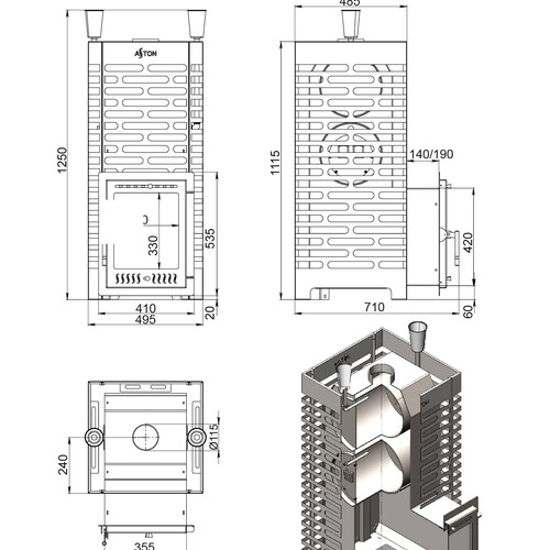 Печь для бани ASTON 38 INOX-6