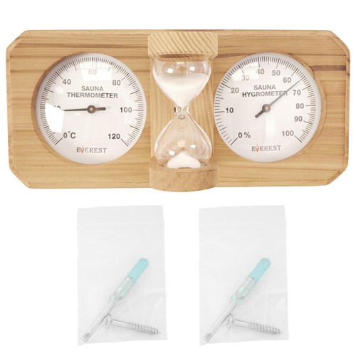 Термогигрометр EVEREST c часами, кедр (TG-06 white)-5