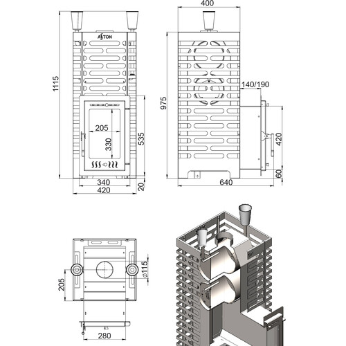 Печь для бани ASTON 24 INOX (310М)-5