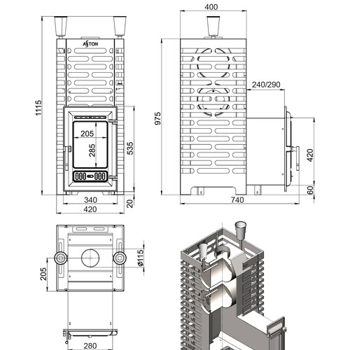 Печь для бани ASTON 24 (310M) Long-3