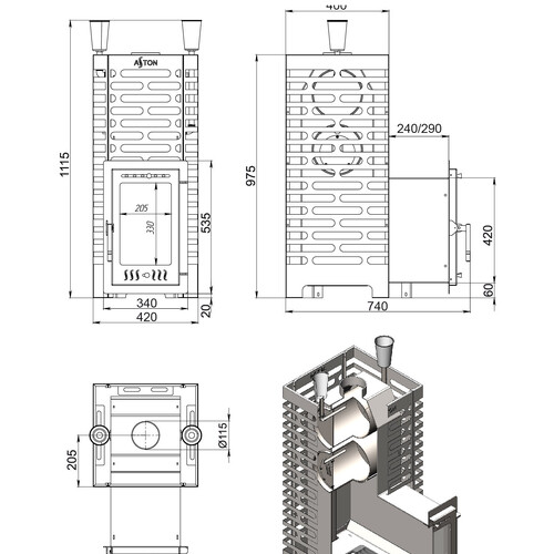 Печь для бани ASTON 24 (310M) Long-4