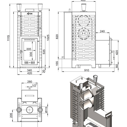Печь для бани ASTON 24 (310М) Long 