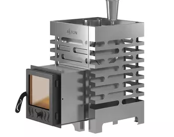 Печь для бани ASTON 12 INOX стекло с баком на трубе 50л Ø115 (AISI 439)