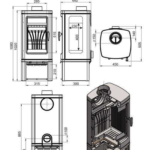 Печь-камин EVEREST H12РM-4