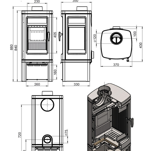 Печь-камин EVEREST H7PМ-4